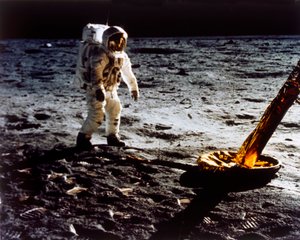 Buzz Aldrin by the Leg of the Lunar Module, Apollo 11 Mission