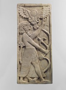 Furniture Plaque Carved in Relief with a Male Figure Grasping a Tree by Neo Assyrian Neo Assyrian