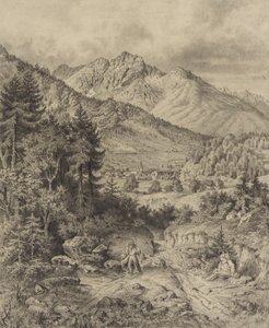 Alpine Landscape with Staffage by Leopold Blonder