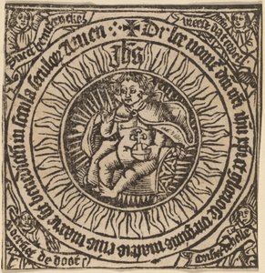 Divine Infant with the Globe in a Circle with Four Angels by Netherlandish 15th Century