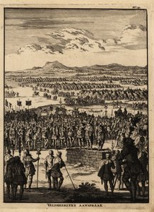 Roman centurions and legionnaires listen to a speech
