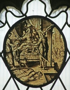 Roundel: King Ahasuerus with Haman (The Book of Esther)