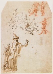 Study of an Old Testament Prophet and Other Figure Studies (recto); Study of a Male Figure with a Rope (verso) by Netherlandish School