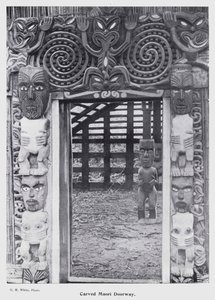 New Plymouth, New Zealand: Carved Maori Doorway