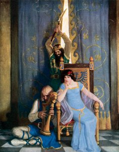 King Mark Slew the Noble Knight Sir Tristram as he Sat Harping before his Lady La Belle Isolde by Newell Convers (after) Wyeth