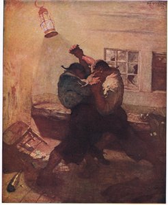 The fight in the cavern: It showed me Hands and his companion locked together in a deadly wrestle by Newell Convers Wyeth