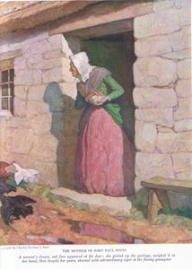 The mother of John Paul Jones: A woman drawn, sad face appeared at the door; she picked up the package and weighed it in her hands by Newell Convers Wyeth