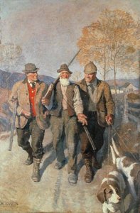 Three Hunters and Hounds by Newell Convers Wyeth