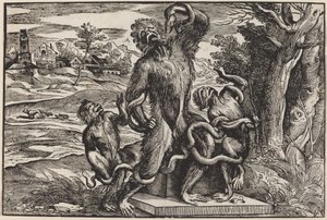 Caricature of the Laocoon Group by Niccolò Boldrini after Titian