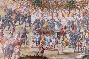 Detail of Fresco in the Hall of Battles of the 1431 Battle of La Higueruela by Niccolo Granello