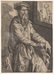 Portrait of Baccio Bandinelli, in Three-Quarter Length Next to a Window Pane, ca. 1540-48 by Niccolo della Casa