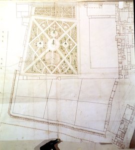 Site plan and survey of The Wilderness, Hampton Court, c.1710-14