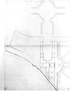 Site Plan of Scheme I, Hampton Court, 1689 by Nicholas Hawksmoor