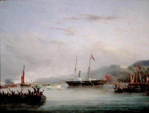 The First Victoria And Albert Yacht off Plymouth by Nicholas Matthews Condy