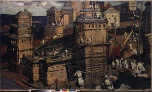 Building a Town. (for a rural community in Ukraine). Painting by Nicholas Roerich by Nicholas Roerich