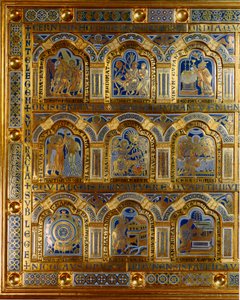 Verdun Altar Made in Gold and Enamel by Nicolas de Verdun (ca.1130/50-1205): Scenes from the Old and New Testament (Crossing the Red Sea, King Melchisedech, the Baptism of Christ)
