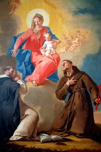 Our Lady of the Rosary with St Dominic and St Francis of Assisi by Nicolò Grassi