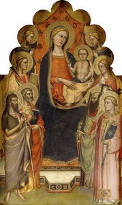 The Madonna and Child enthroned with Saints John the Baptist, Peter, Mary Magdalen, Paul and Stephen, a Female Martyr Saint and Angels