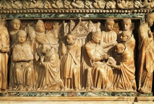 Relief depicting approval of Order by Pope Innocent III