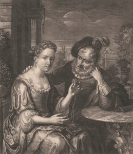 Man Showing a Miniature to a Girl