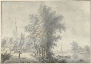 View of a Village with Church Tower