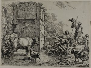 Cow Drinking by Nicolaes Berchem