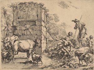 Cow Drinking by Nicolaes Berchem