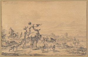 Herdsmen in an Italian Landscape by Nicolaes Berchem