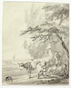 Man Herding Cows and Sheep by Nicolaes Berchem