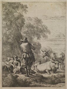 The Shepherd Playing the Flute by Nicolaes Berchem