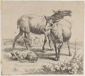 Three Sheep and a Lamb by Nicolaes Berchem
