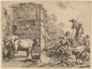 Cow Drinking by Nicolaes Pietersz Berchem
