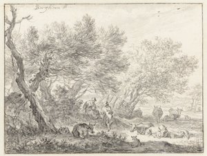 Shepherds and Cattle by a Group of Trees by Nicolaes Pietersz Berchem