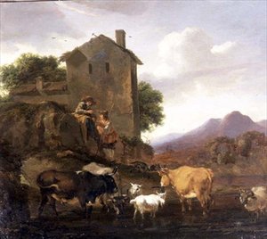 Herdsmen with Cattle and Goats by Nicolaes Pietersz. Berchem