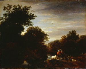 Peasants at a Ford by Nicolaes Pietersz. Berchem
