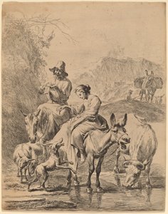 Shepherdess on a Donkey by Nicolaes Pietersz Berchem