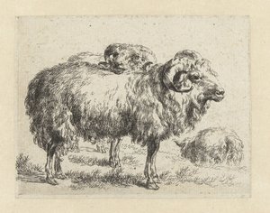 Two Rams and a Sheep by Nicolaes Pietersz Berchem