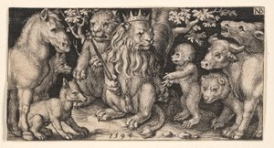 Crowned Lion from Fighting Chimeras and Scenes from Aesop