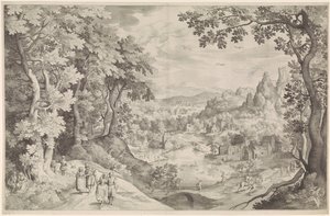 Landscape with Deer Hunt by Nicolaes de Bruyn