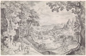 Landscape with Deer Hunt by Nicolaes de Bruyn