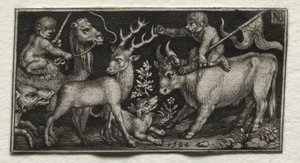 Monkeys Riding a Camel and a Bull, 1594