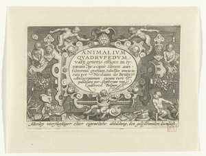 Title Print with Title in Cartouche Surrounded by Monkeys Working as Goldsmiths by Nicolaes de Bruyn