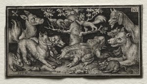 Two-headed Frog Surrounded by Animals