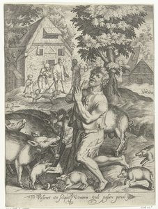 Prodigal Son as Swineherd (Series: Story of the Prodigal Son) by Nicolaes de Bruyn