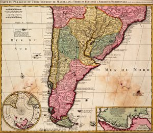 Chart of Paraguay, Chile, Straits of Magellan and Tierra del Fuego in South America by Nicolaes the Younger Visscher