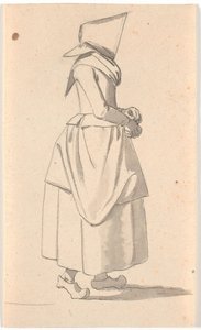 A Peasant Woman Walking in Profile to the Right, with a Large Bundle on Her Head