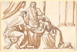 A King Receives a Wreath from a Kneeling Woman by Nicolai Abildgaard