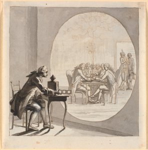 A Man with a Magic Lantern Showing a Picture of the Privy Councillor