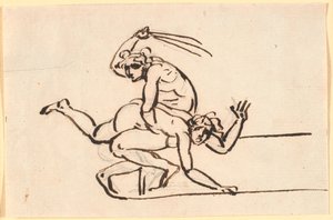 A Seated Nude Figure Whipping a Nude Woman