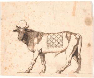 Depiction of an Antique Apis, Facing Left with Head Turned Front by Nicolai Abildgaard